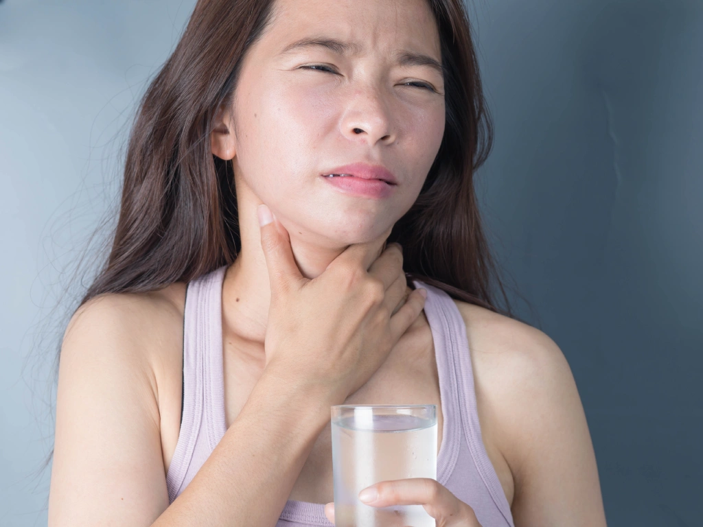 Difficulty swallowing and throat pain