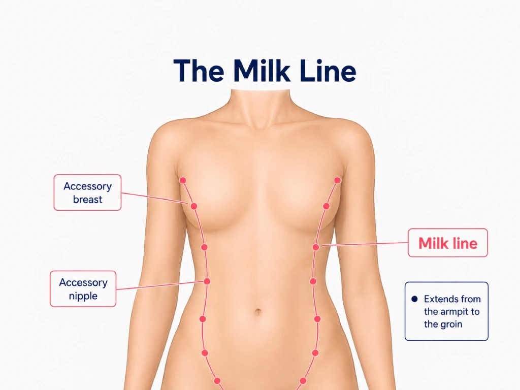异位乳腺组织乳线示意图